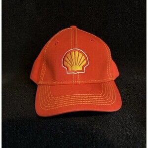 Shell Oil Gas Strap Back Trucker Baseball Hat/Cap Red Yellow Stiched